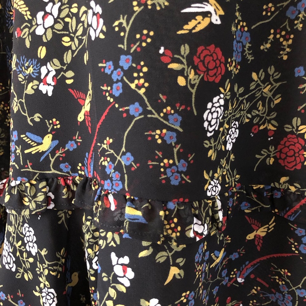 MADEWELL Sheer-Sleeve Ruffle Peplum Top in Finch Floral Sz XL - Picture 5 of 12